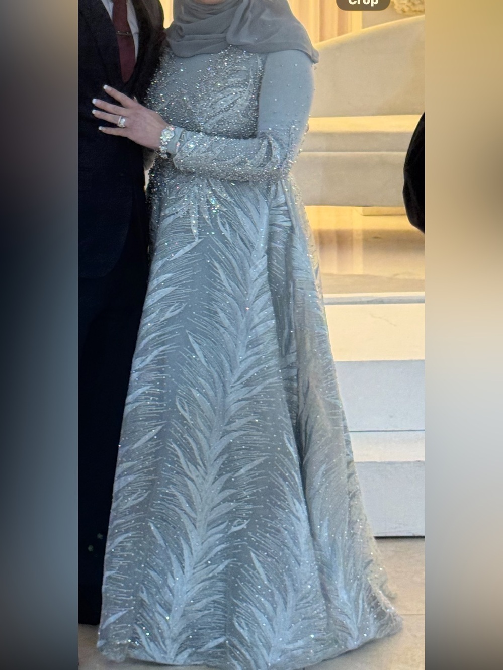 Sparkling Sage Green Evening Gown